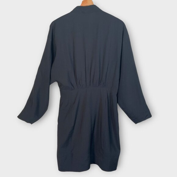 COS Gathered Shirt Dress 12 Black Scandi Girl Whimsigoth NEW - Picture 5 of 8